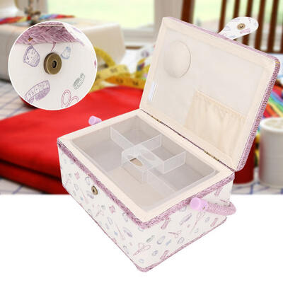 

Greensen Vintage Sewing Basket Household Fabric Craft Thread Needle Storage Box Organizer