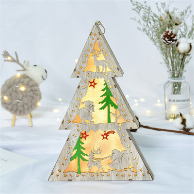 

〖Follure〗LED Light Wood House Cute Christmas Tree Ornaments Window Holiday Decoration