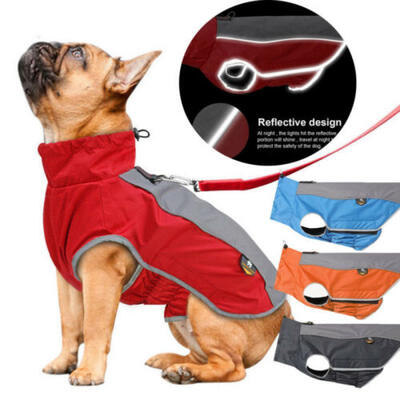 

US Windproof Pet Dog Jacket Outdoor Large Rain Coat Reflective Safe Warm Outfits