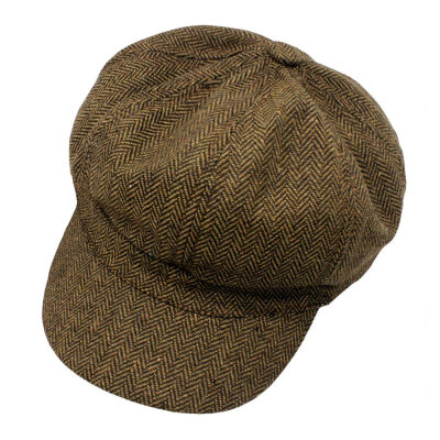 

Mens Newsboy Cap Wool Herringbone Tweed Cabbie Gatsby Cap