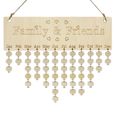 

Wooden Family Friends Dates Reminder Sign DIY Calendar Board Home Decorate