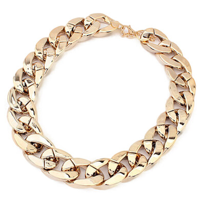 

Women Simple Punk Style Cut Link Chain Choker Shiny All Match Necklace Jewelry