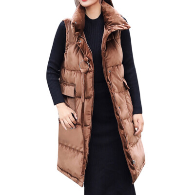 

Toponeto Womens Solid Warm Stand Collar Jacket Slim Button Winter Parka Outwear Coat Vest
