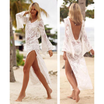 

US WOMENS LACE CROCHET BIKINI BEACHWEAR COVER UP BEACH DRESS SUMMER BATHING SUIT