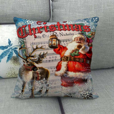 

New Christmas Cotton Linen Cushion Cover Santa Claus Pattern Square Pillow Case Xmas Sofa Car Decor 2020