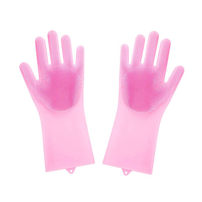 

Silicone Dish Washing Gloves Scrubbers Home Kitchen Bathroom Car Cleaning Tool