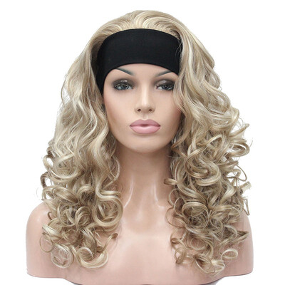 

StrongBeauty Mix Long 34 Women Wigs Hairpiece Curly with Adjust Black Headband Synthetic Hair COLOUR CHOICES