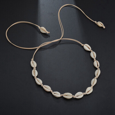 

Stylish Bohemian Hawaii Beach Natural Shell Necklace Sea Shell Pendant Chain Choker Necklace Women Clavicle Chain Jewelry
