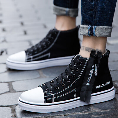 

2019 new summer canvas mens shoes Korean version of Joker casual youth trend high-top board shoes autumn tide shoes
