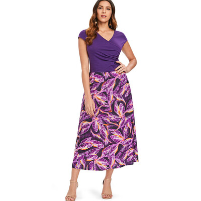 

Floral Printed Midi Surplice Dress