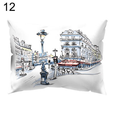 

Soft Pillow Case England House Pattern Cushion Cover Home Office Car Decoration