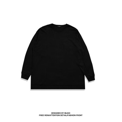 

MIJKO Mens Dress Autumn New Side Open Long Sleeve TEE All Men&Women Can Wear Pure Cotton Chao Gao Street T-shirt
