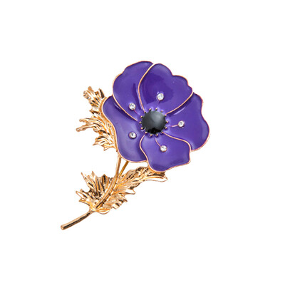 

2 Pcs Poppies brooch fashion painting oil brooch cherry blossom rhinestone brooch