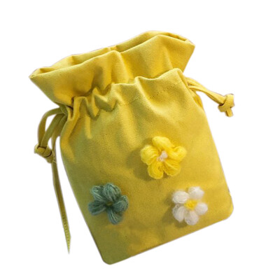 

2019 trend fashion ladies small flower bag bag Korean version of the wild change drawstring bundle pocket canvas bag