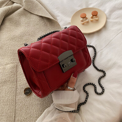 

Lingge chain bag retro lock small square bag new 2019 foreign style casual womens shoulder bag Messenger bag