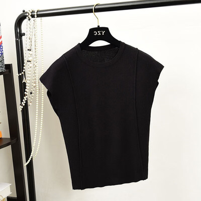 

Elegant Sexy Sleeveless Rib Knitted T-Shirt Summer Women O Neck Short Tee Shirt Solid Color Casual T-shirt Top camiseta mujer