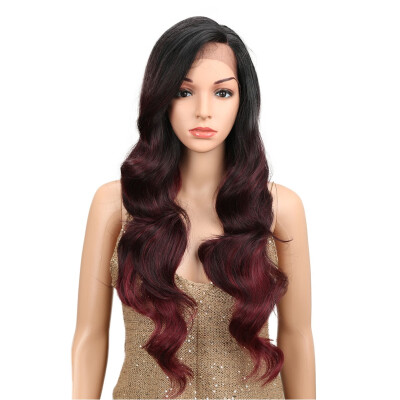 

NOBLE Ombre Wig Body Wave Side Part Lace Front 150 Density 28 Inches Long Blonde Heat Resistant Synthetic Wigs