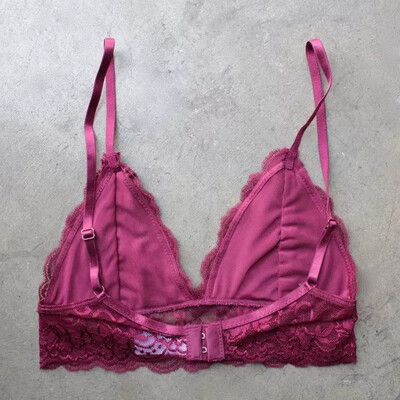 

Sexy Floral Lace Halter Bralette Lined Bra No Pad Crop Top V Neck Choker