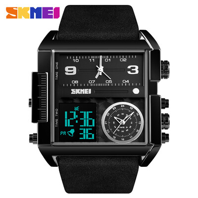 

SKMEI New Men Fashion Watches Sports Military Watches Leather Quartz Waterproof Digital Wristwatches Male Clock 1391