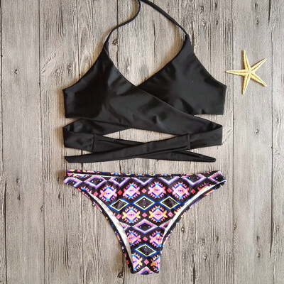 

Saidsome Women Printing Bandage Bikini Set Brazilian Swimwear Beachwear Swimsuit