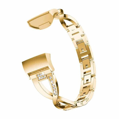 

X Shape Crystal Zinc Alloy Watch Band Bracelet Strap for Fitbit Charge 3