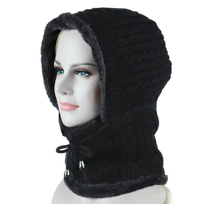 

New Woman Fashion Faux Fur Warm Lining Connect Neck Cover Outer Door Hat