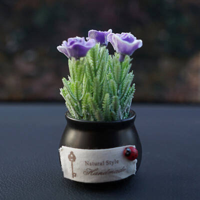 

Car Simulation Plant Ornaments Lovely Green Plant Chrysanthemum Rose Lavender Car Decor