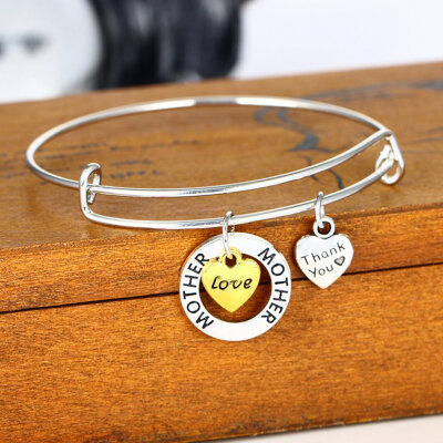 

Love Heart Bangle Mother Sister Grandma Daughter Pendant Bracelet Thank You Gift