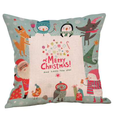 

Tailored Cotton Linen Christmas Santa Claus Tree Zipper Closure Pillow Case Throw Cushion