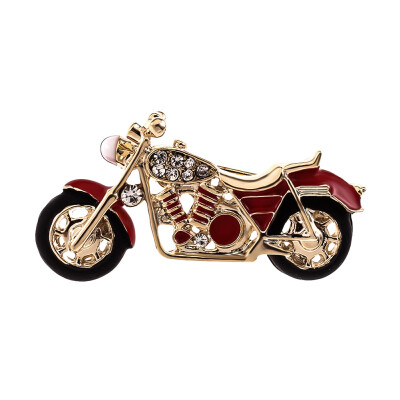 

Motorcycle Brooch Gold-color Red Enamel Brooches Girls Kids Gifts Jewelry Suit Collar Sweater Accessories Pins Free Shipping