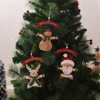 

Siaonvr Christmas Decorations Wooden Sleigh Christmas Tree Pendant Window Dressing 3PC