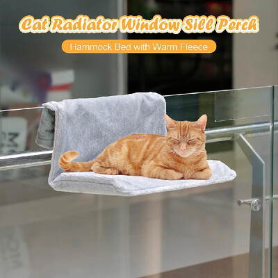 

Cat Radiator Bed Cat Window Sill Perch Hammock Warm Fleece Bed Seat Lounge for Cat Puppy Kitten Dog Pet