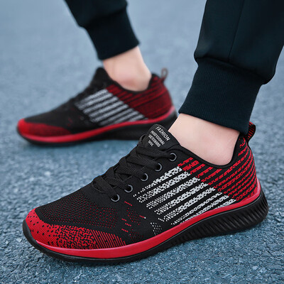 

2019 autumn new large size mens shoes Korean version of the trend of flying woven sports shoes mens casual running shoes lightweight mesh shoes