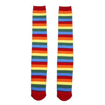 

New Arrivals 1 Pair Polyester Over Knee Stocking Rainbow High Thigh Long Women Stripey Stockings