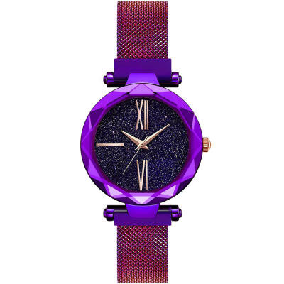 

Women Starry Sky Watch Fashion Magnet Buckle Mesh Band Roman Number Quartz Wristwatch Women Luxury Watches Zegarek Damski