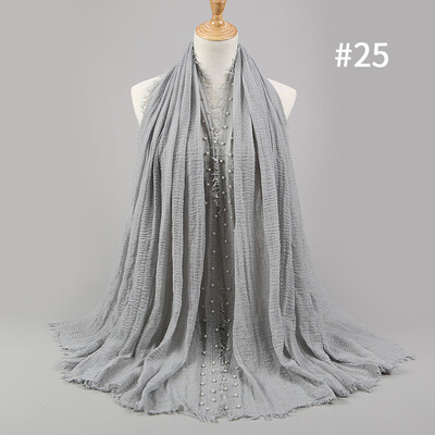 

Solid color high quality hairy cotton yarn pearl accessories headscarf cotton&crease monochrome womens scarf hot sale