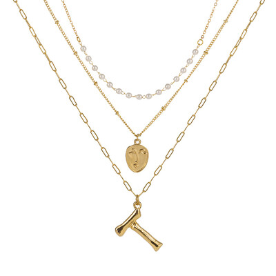 

2019 New Face Coin Beads Alphabet Initial LetterPendant Necklace Female Gold Color Chain Choker Collar Necklaces for Women