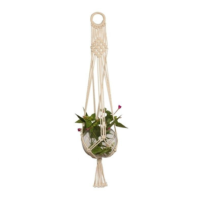 

Vintage Macrame Plant Hanger Flower Pot Garden Holder Legs Hanging Rope Basket