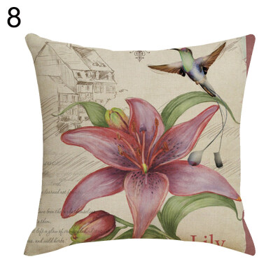 

Flower Letter Tower Linen Pillow Case Cushion Cover Sofa Bed Car Cafe Decor