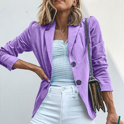 

Women Long Sleeve Small Joker Suit Top Autumn Solid Color Slim Coat Small Blazer