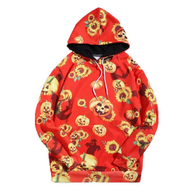 

Toponeto Mens Casual Scary Halloween 3D Printed Long Sleeve Shirt Hoodies Blouse Top