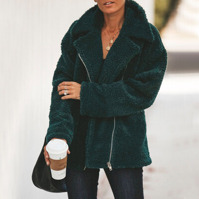 

Autumn Winter Long sleeve Women Coat Fashion New Womens Button Suit Collar Pocket Blouse Woolen Jacket coats Warm windbreaker