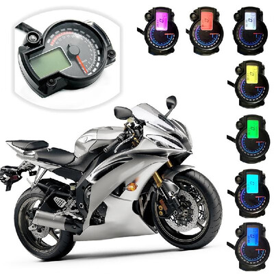 

Motorcycle Speedometer Instrument LCD Digital Tachometer Gauge Odometer 7 Colors with Fault Warning Light for RX2N 4 cylinders 400