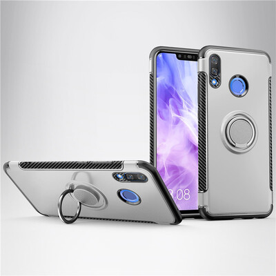 

Back Cover For Huawei P Smart Plus Nova 3 Case Car Holder Stand Hard PC Silicon Ring Suction Bracket Celulars Fecoprior