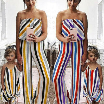 

Family Matching Clothes Mother Daughter Women Girls Off Shoulder Romper Jumpsuit