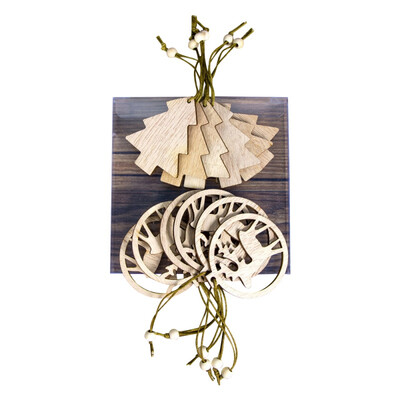 

12PCS Wooden Slices Crafts Cutout Hanging Pendant Ornaments Christmas Unfinished Home Christmas Tree Bar Shop Decoration
