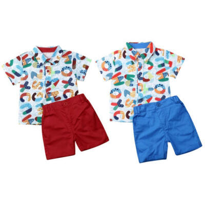 

2PCS Kids Baby Boy Gentleman Clothes Short Sleeve Tops Shorts Outfits Set Summer
