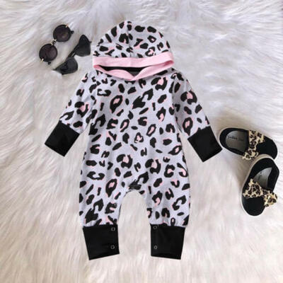 

Newborn Infant Baby Girl Boy Leopard Hooded Romper Jumpsuit Outfits Clothes 0-2T