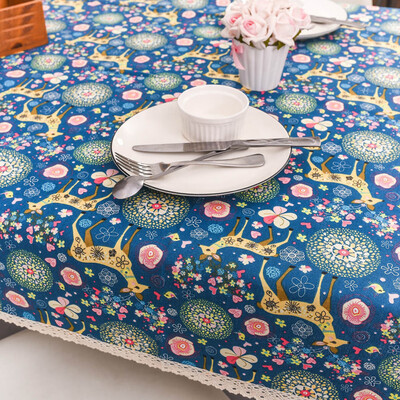 

Tailored Merry Christmas Elk Wapiti Rectangular Printed Fabric Tablecloth 140250cm BU