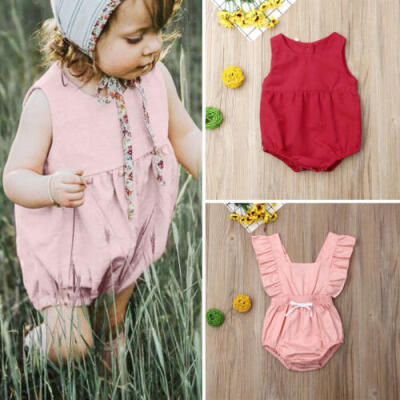 

Newborn Baby Girls Cotton Sleeveless Romper Bodysuit Bowknot Jumpsuit Outfits US